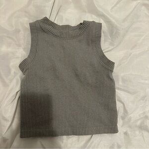 Aura Gray Ribbed Sleeveless Top